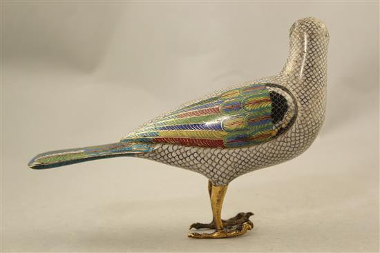 A Chinese cloisonne enamel model of a parrot, Qianlong / Jiaqing period, 18.5cm.